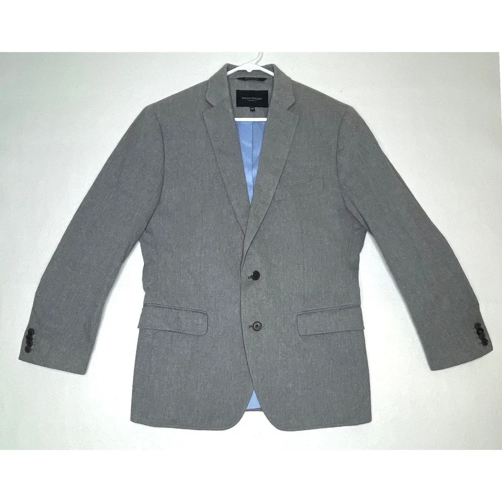 Banana Republic Mens Blazer Tailored Fit Emmetex Italian Fabric 38S Gray